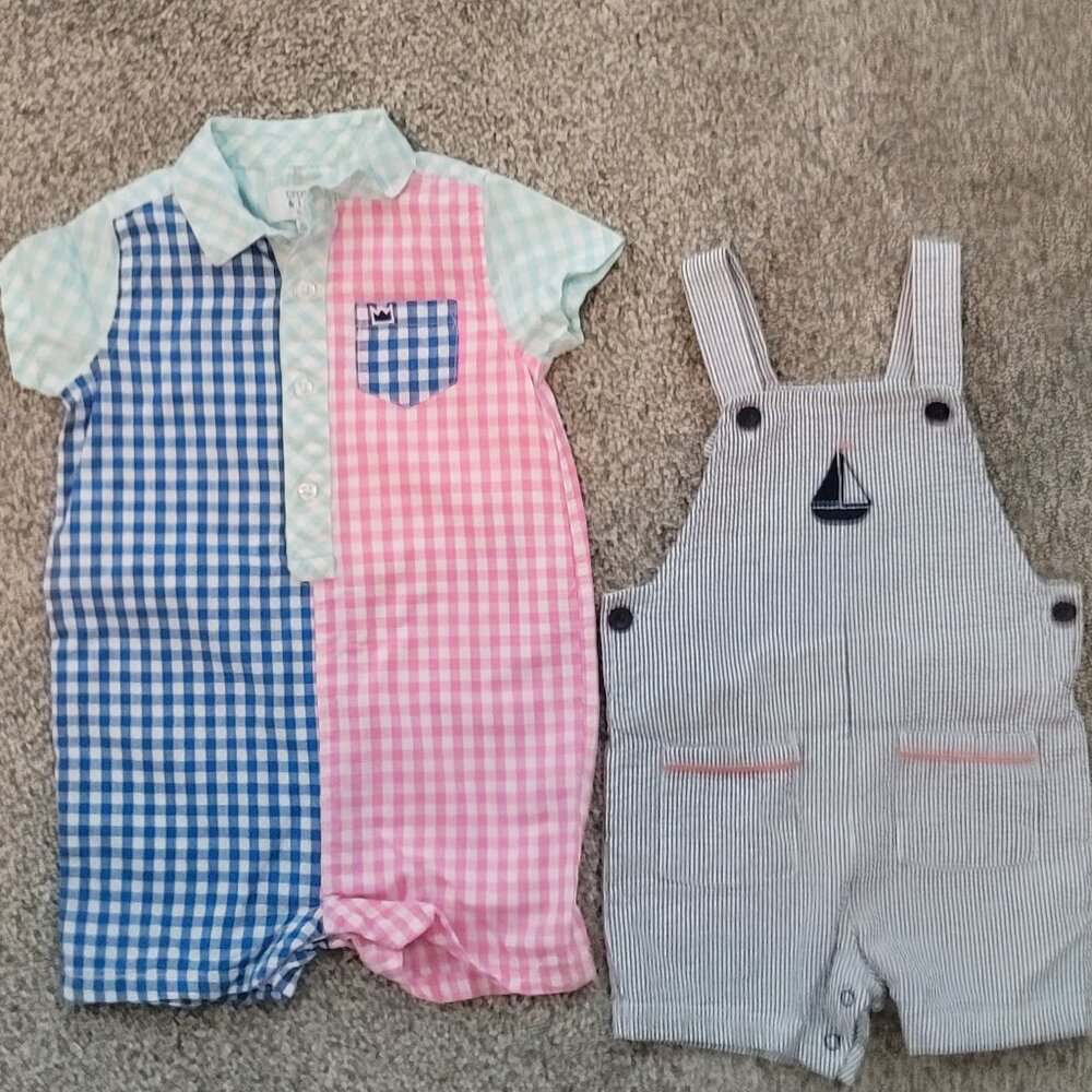 2 Crown & Ivy Boys  Romper & Overalls 18 Months